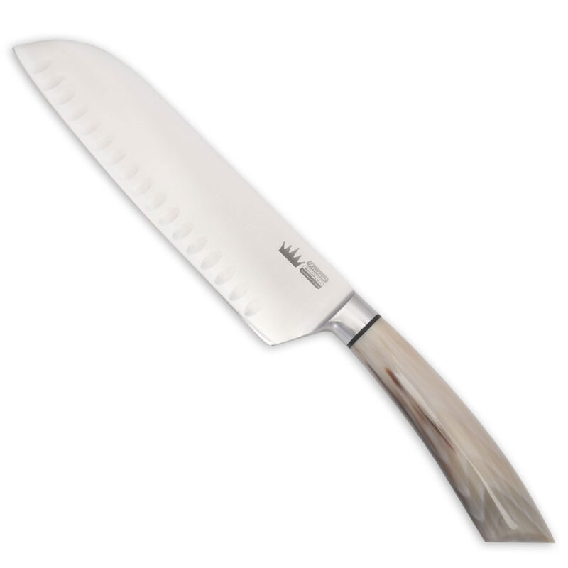 Coltello cucina artigianale in corno Santoku cm 19.5