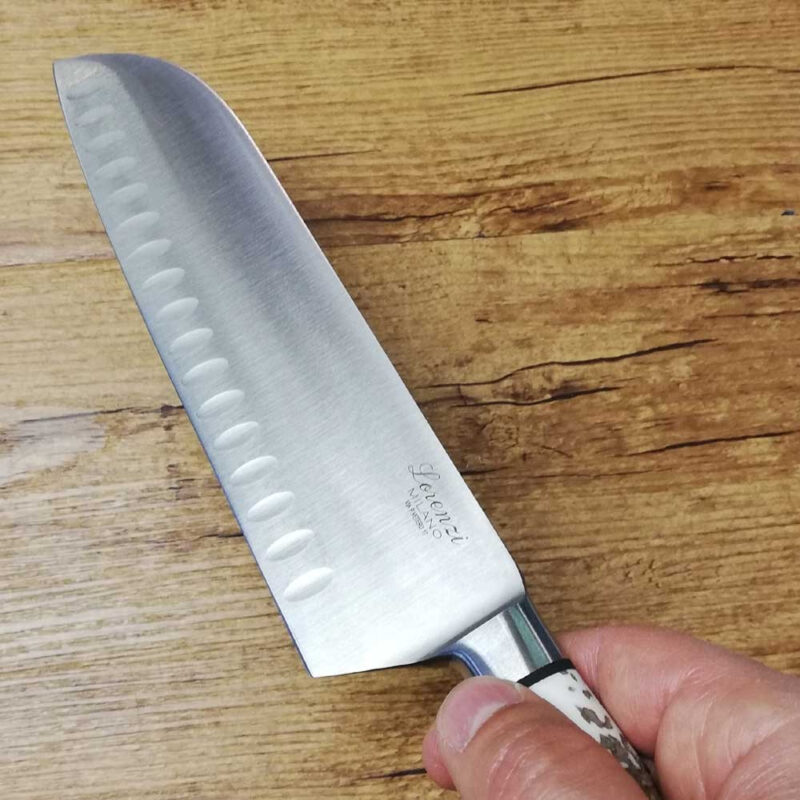 Coltello artigianale in cervo Santoku cm 21 - immagine 2